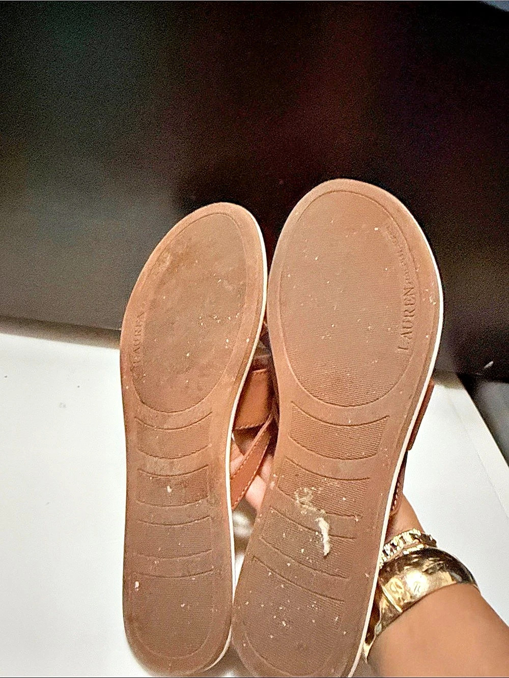 Lauren Ralph Lauren Rosalind Sandal Brown Thong Sandals - Picture 6 of 8